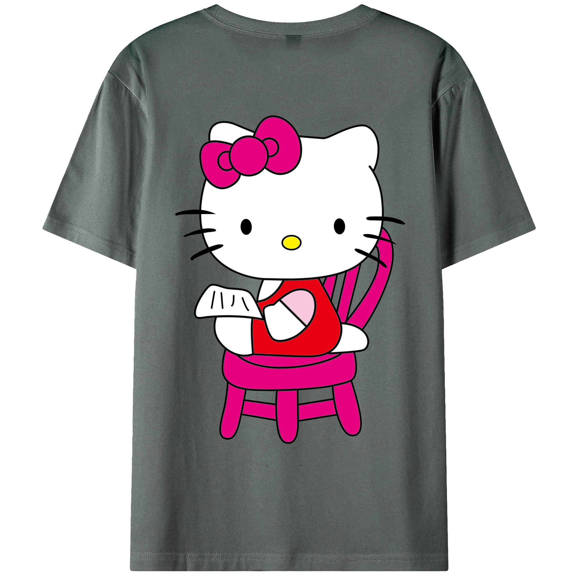 （画像用） Hello Kitty ハローキティ 綿100％ メンズ半袖Tシャツ（バックプリント） 通気性